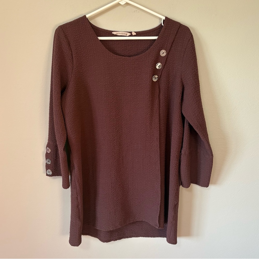 Soft Surroundings Plum Button-Accent Tunic